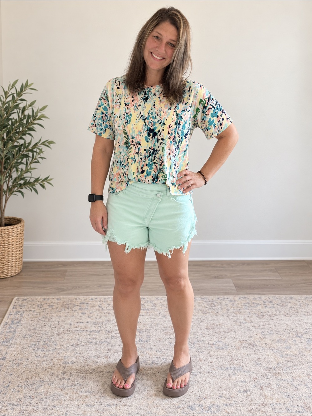 Sew In Love Mint Floral Short-Sleeve Tee